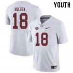 NCAA Youth Alabama Crimson Tide #18 Slade Bolden Stitched College 2019 Nike Authentic White Football Jersey MS17U63AT